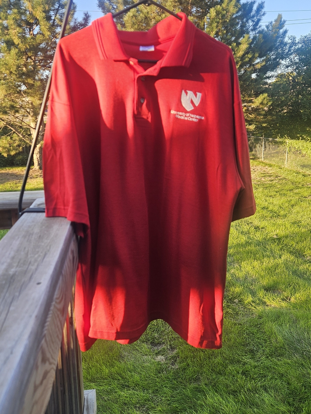 Men's 2X Red Polo Shirt with Embroidered UNMC Logo